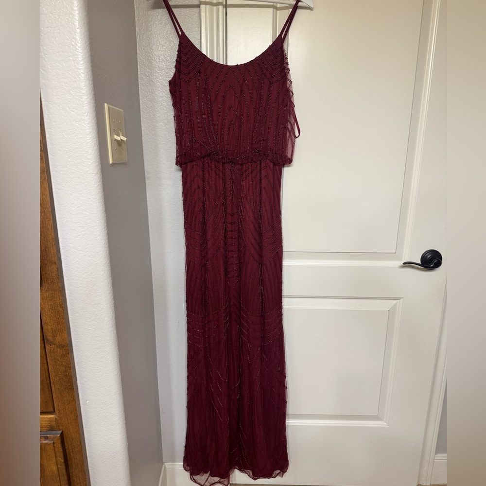Revelry Burgundy Gio Gigi BeadedMaxi Dress